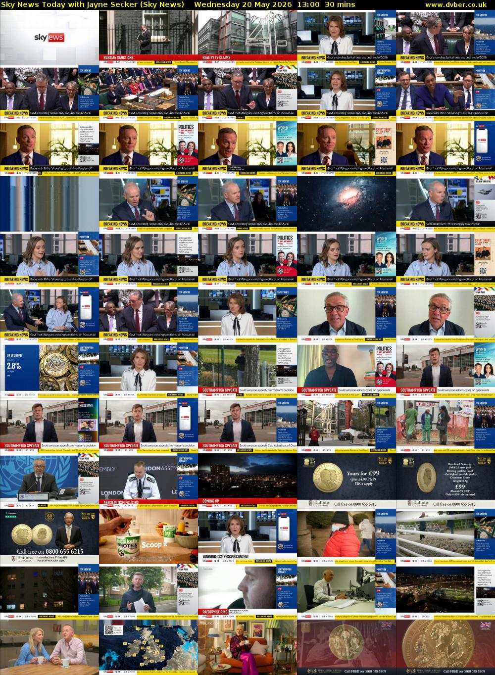 Sky News Today with Jayne Secker (Sky News) Wednesday 20 May 2026 13:00 - 13:30