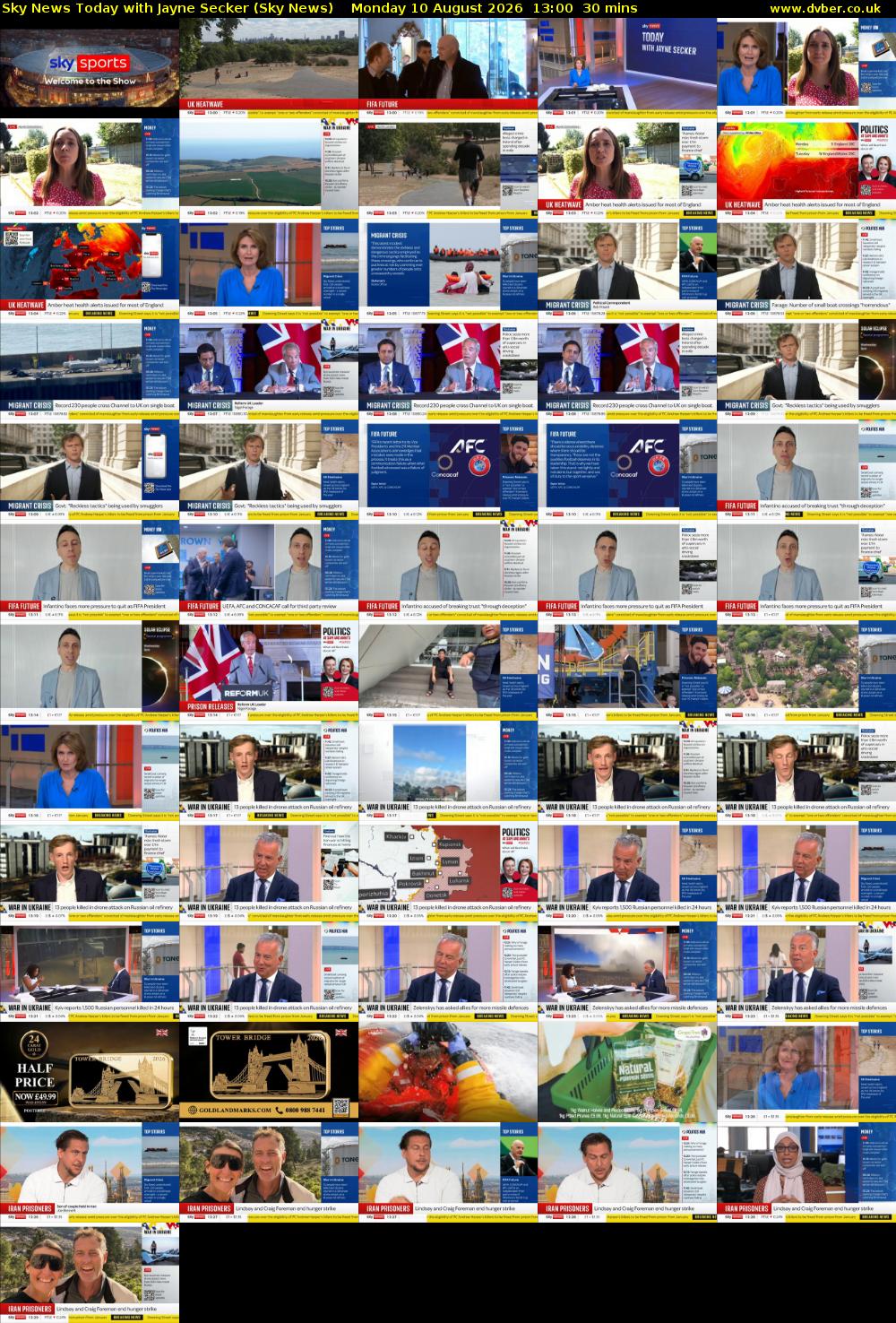 Sky News Today with Jayne Secker (Sky News) Monday 10 August 2026 13:00 - 13:30