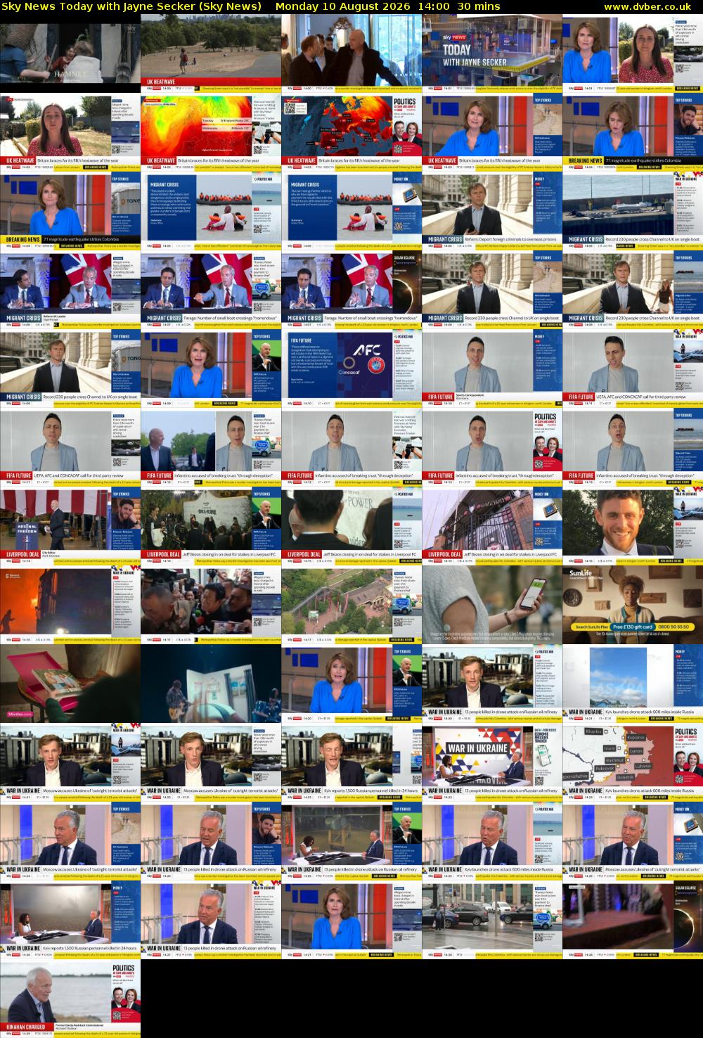 Sky News Today with Jayne Secker (Sky News) Monday 10 August 2026 14:00 - 14:30