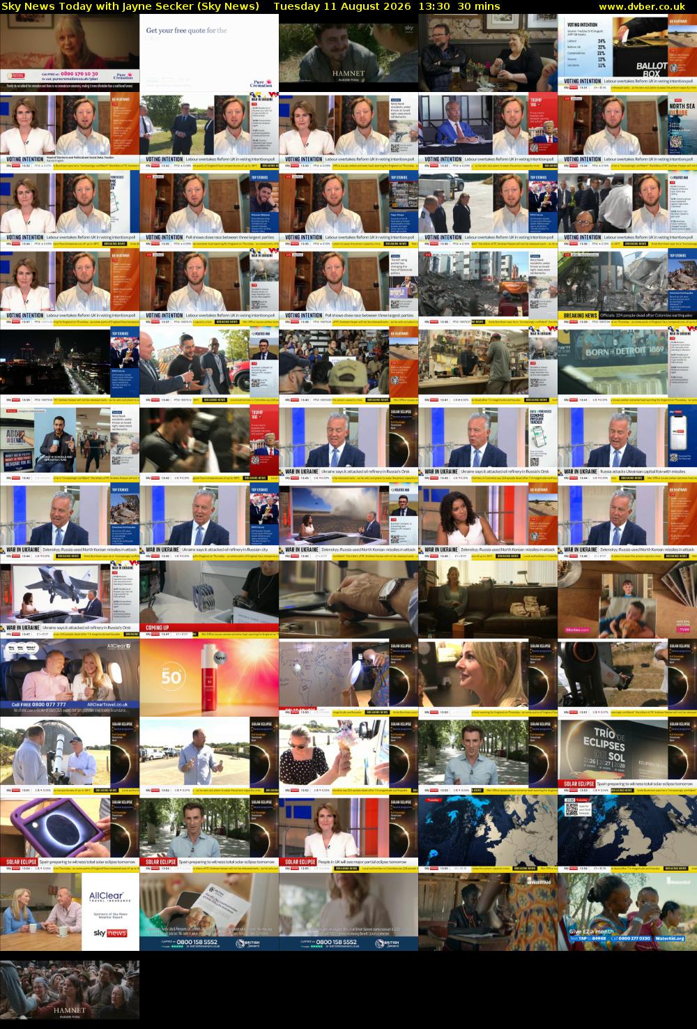 Sky News Today with Jayne Secker (Sky News) Tuesday 11 August 2026 13:30 - 14:00