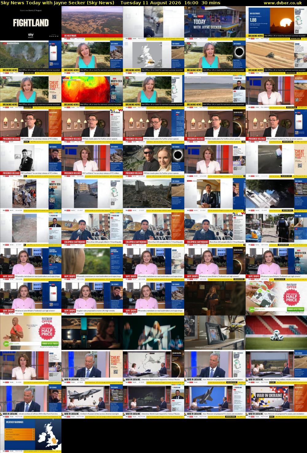 Sky News Today with Jayne Secker (Sky News) Tuesday 11 August 2026 16:00 - 16:30