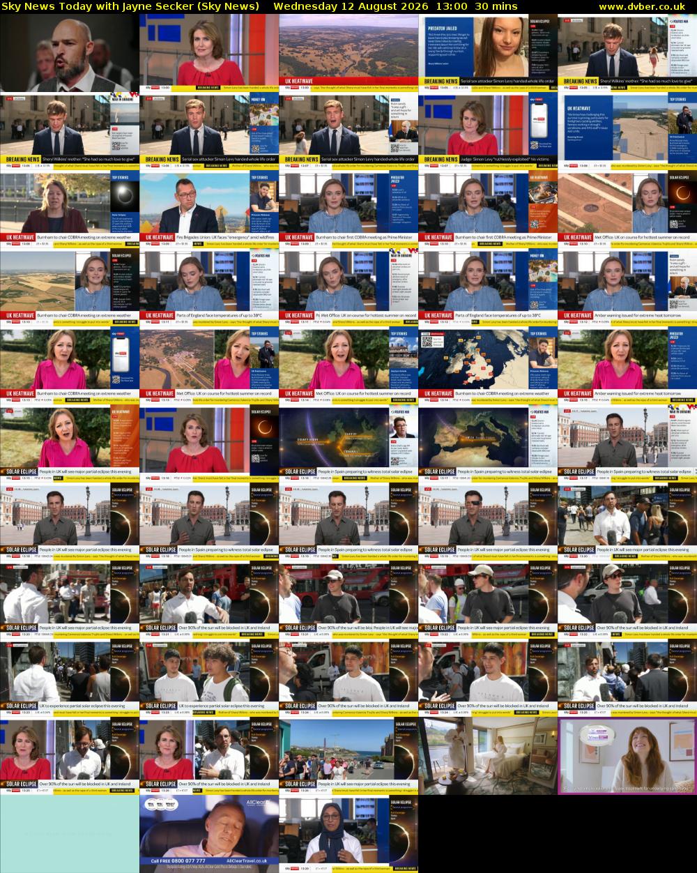 Sky News Today with Jayne Secker (Sky News) Wednesday 12 August 2026 13:00 - 13:30