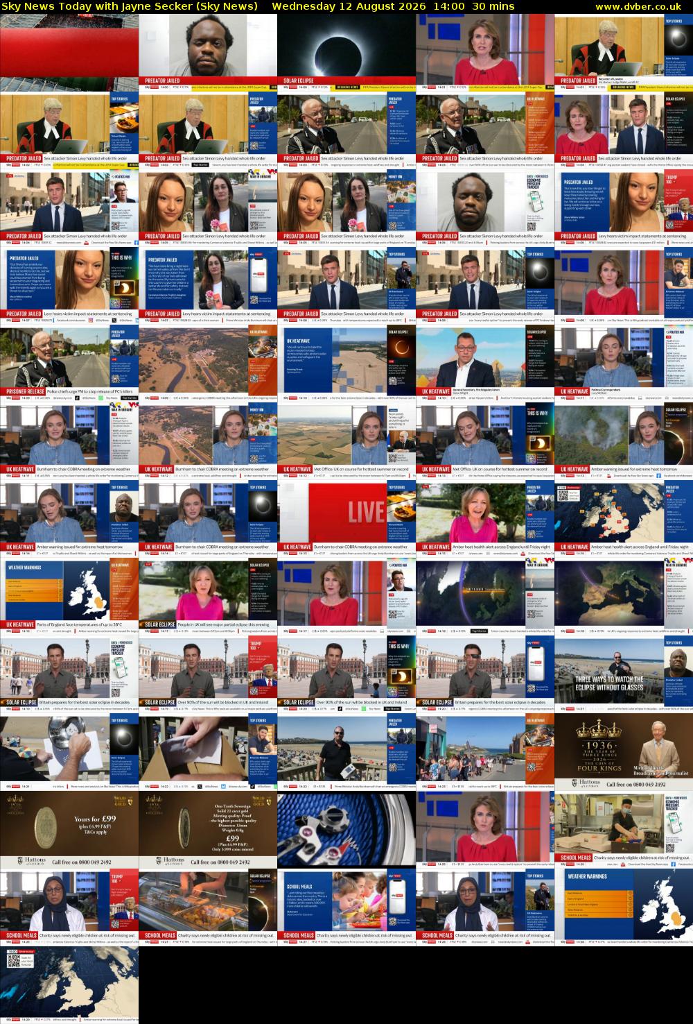 Sky News Today with Jayne Secker (Sky News) Wednesday 12 August 2026 14:00 - 14:30