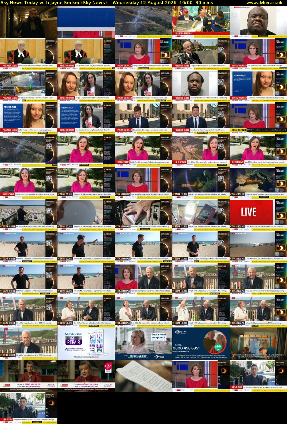 Sky News Today with Jayne Secker (Sky News) Wednesday 12 August 2026 16:00 - 16:30