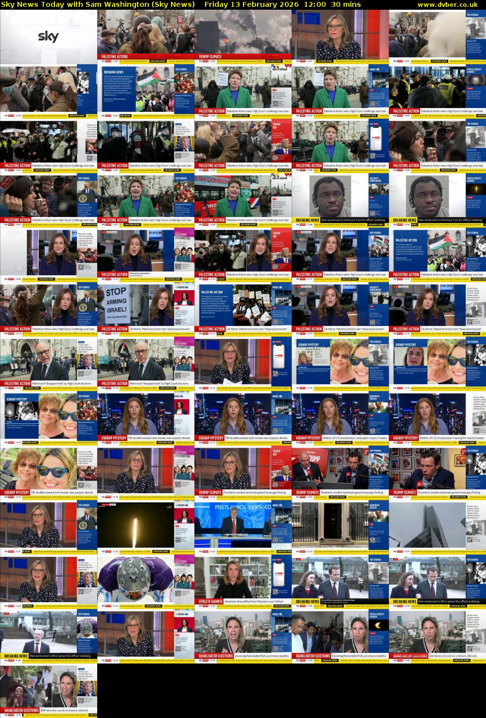 Sky News Today with Sam Washington (Sky News) Friday 13 February 2026 12:00 - 12:30