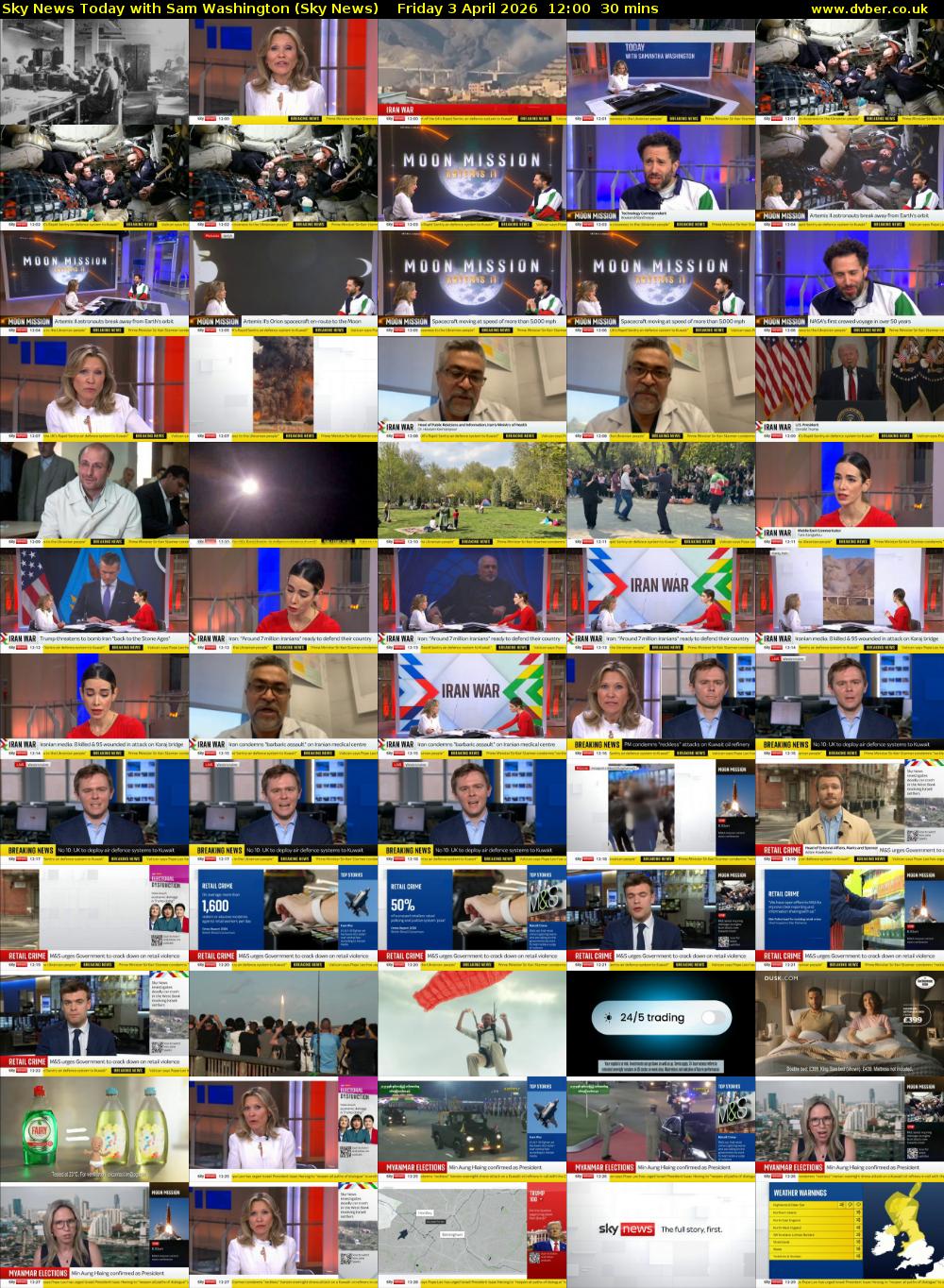 Sky News Today with Sam Washington (Sky News) Friday 3 April 2026 12:00 - 12:30