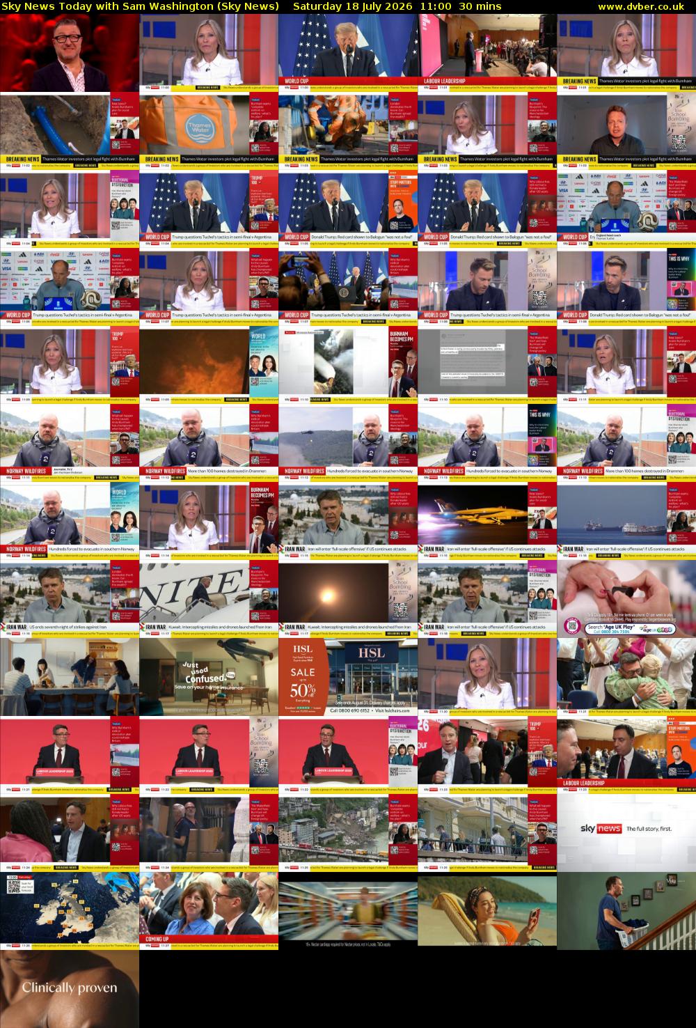 Sky News Today with Sam Washington (Sky News) Saturday 18 July 2026 11:00 - 11:30