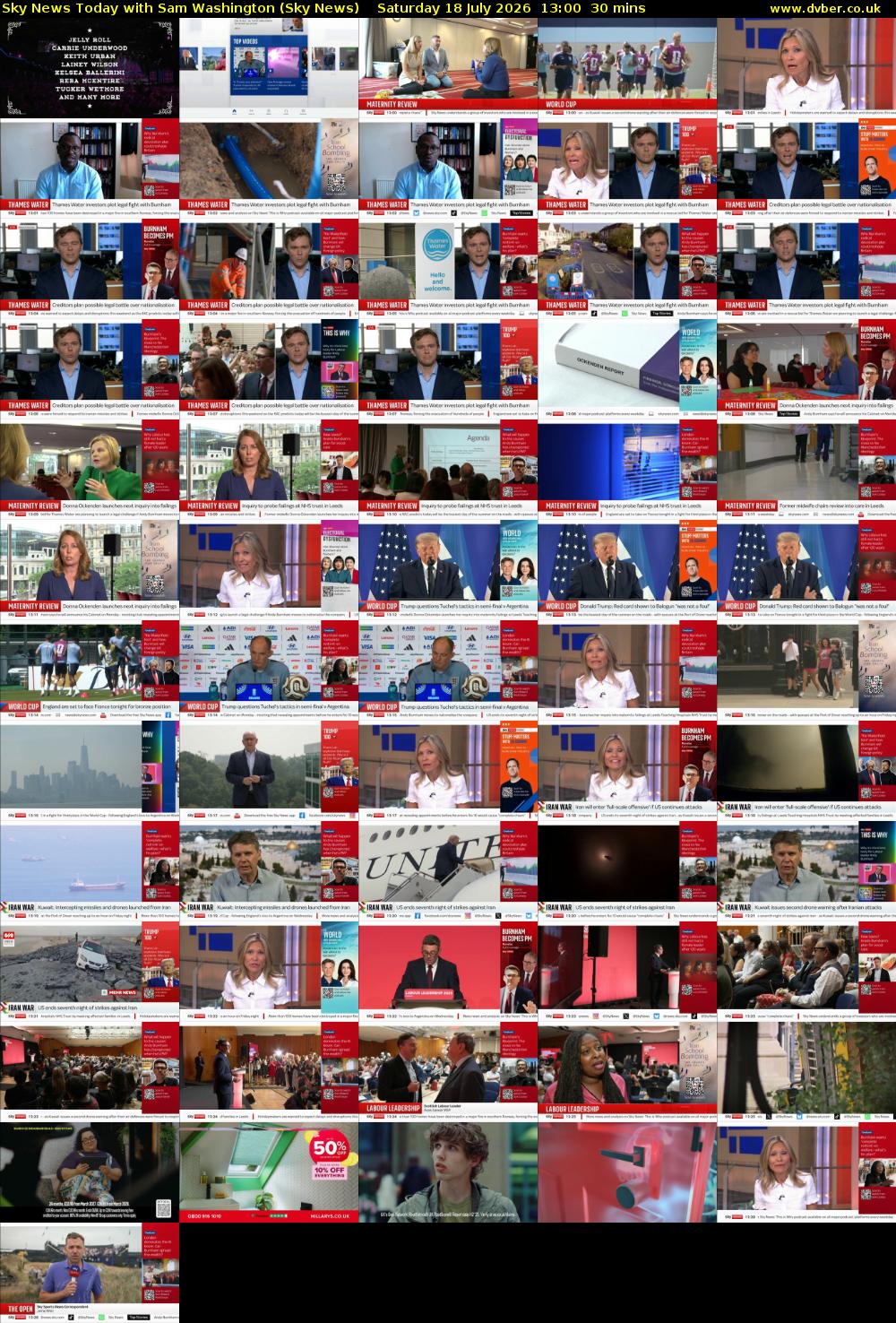 Sky News Today with Sam Washington (Sky News) Saturday 18 July 2026 13:00 - 13:30