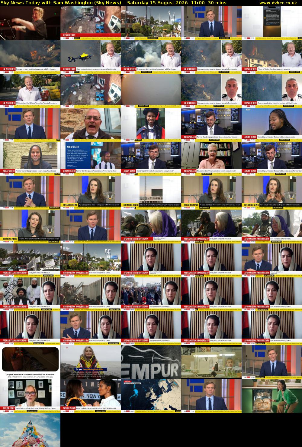 Sky News Today with Sam Washington (Sky News) Saturday 15 August 2026 11:00 - 11:30