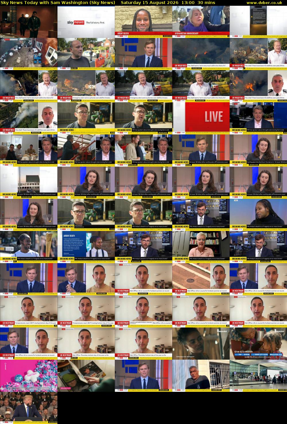 Sky News Today with Sam Washington (Sky News) Saturday 15 August 2026 13:00 - 13:30