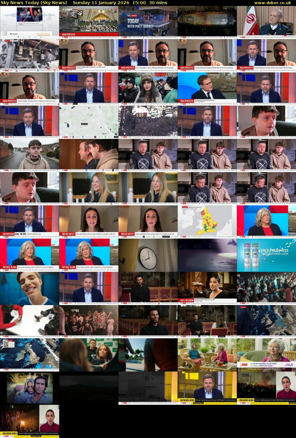 Sky News Today (Sky News) Sunday 11 January 2026 15:00 - 15:30