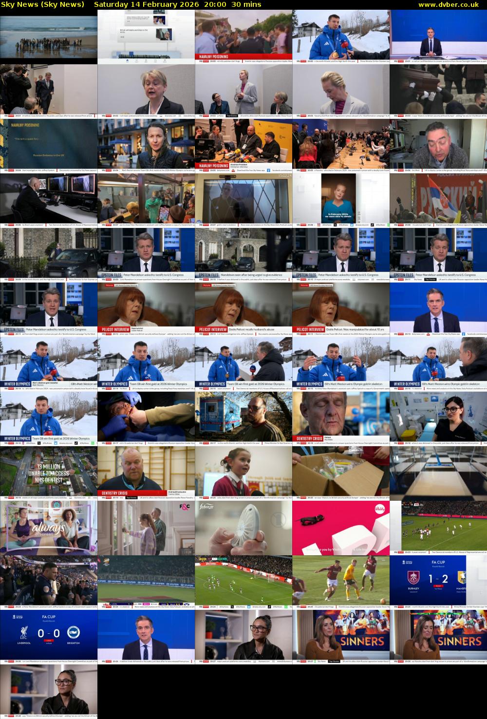 Sky News (Sky News) Saturday 14 February 2026 20:00 - 20:30