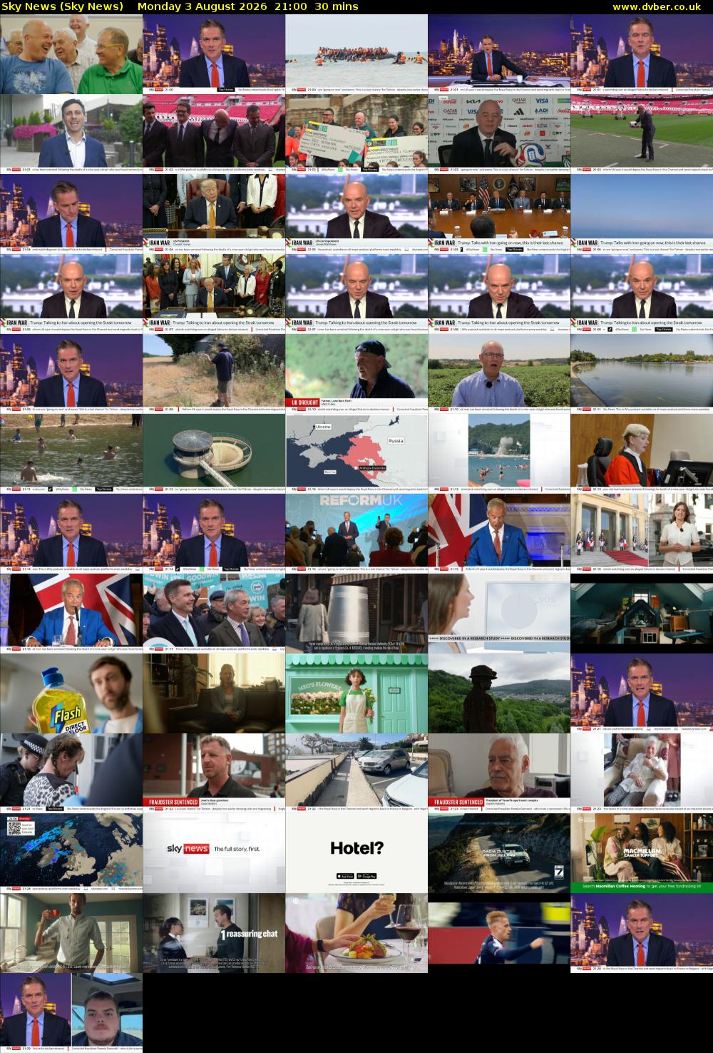Sky News (Sky News) Monday 3 August 2026 21:00 - 21:30