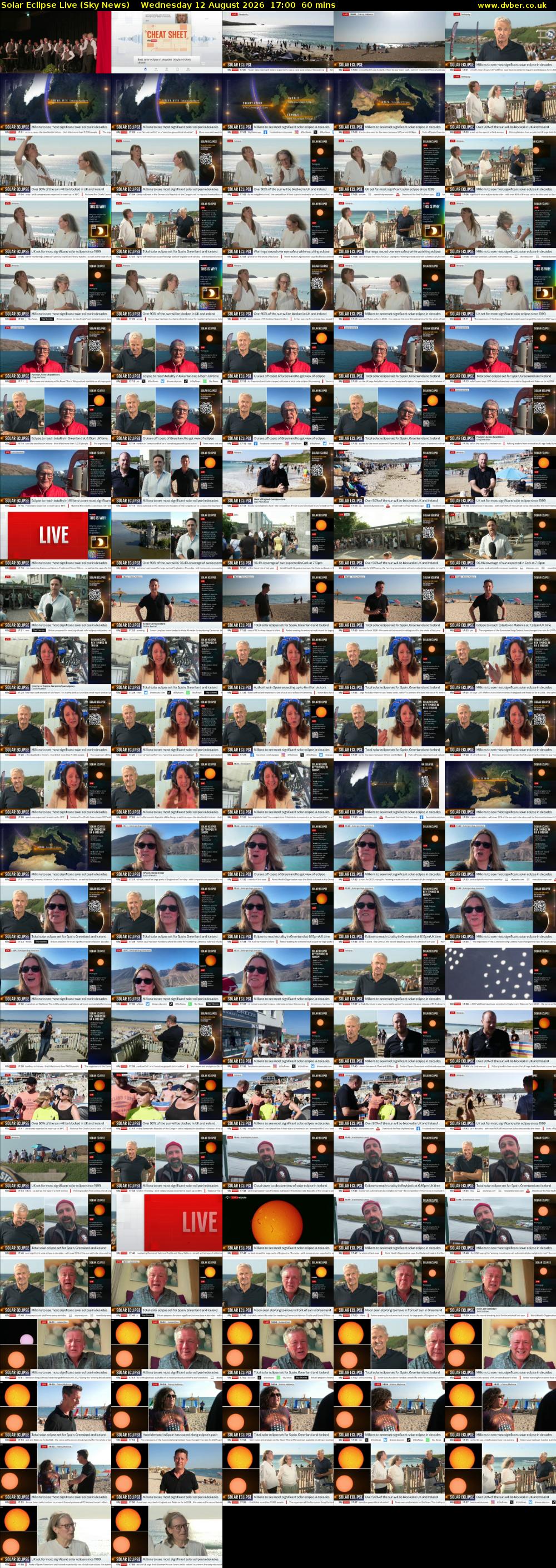 Solar Eclipse Live (Sky News) Wednesday 12 August 2026 17:00 - 18:00