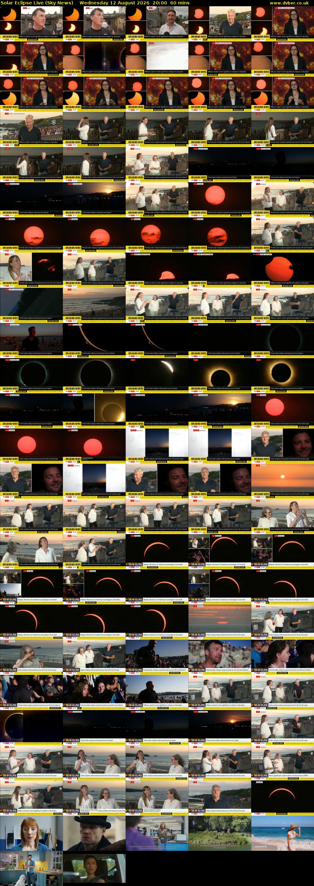 Solar Eclipse Live (Sky News) Wednesday 12 August 2026 20:00 - 21:00