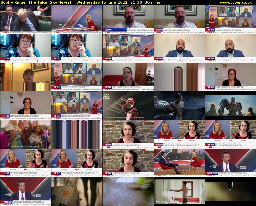 Sophy Ridge: The Take (Sky News) Wednesday 15 June 2022 21:30 - 22:00