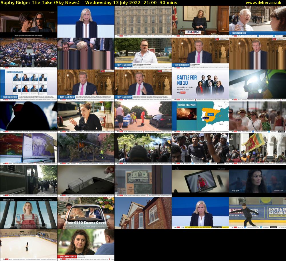 Sophy Ridge: The Take (Sky News) Wednesday 13 July 2022 21:00 - 21:30