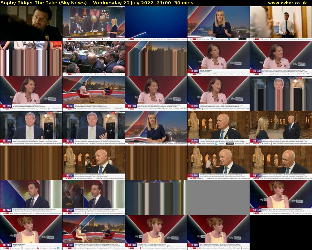 Sophy Ridge: The Take (Sky News) Wednesday 20 July 2022 21:00 - 21:30