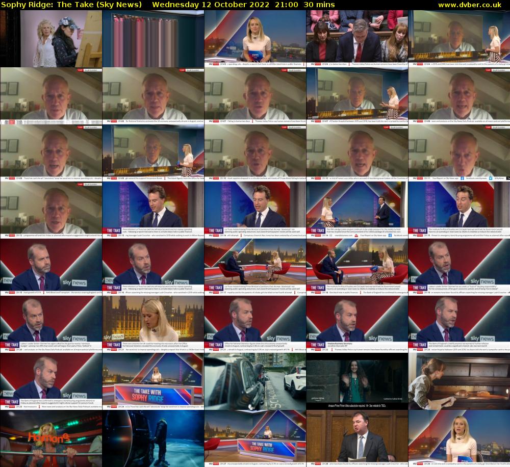 Sophy Ridge: The Take (Sky News) Wednesday 12 October 2022 21:00 - 21:30