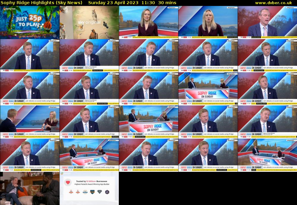 Sophy Ridge Highlights (Sky News) Sunday 23 April 2023 11:30 - 12:00