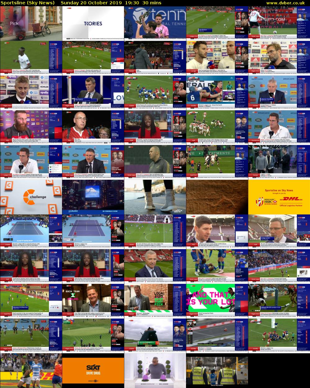 Sportsline (Sky News) Sunday 20 October 2019 19:30 - 20:00