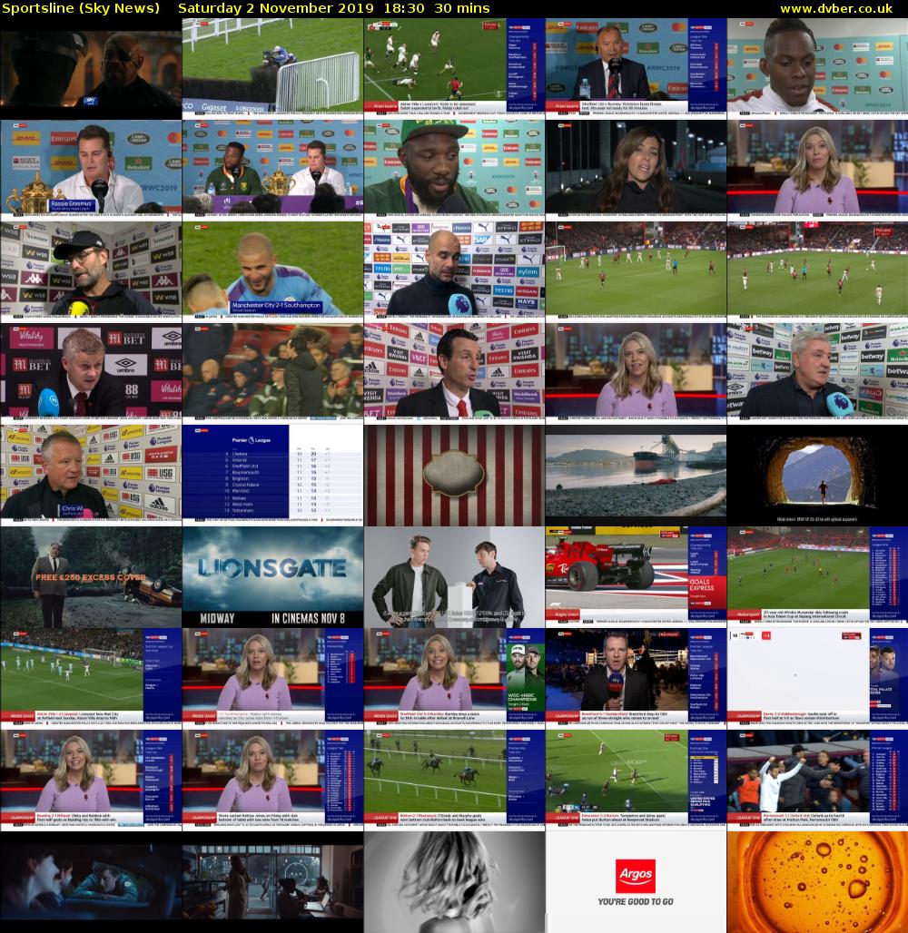 Sportsline (Sky News) Saturday 2 November 2019 18:30 - 19:00