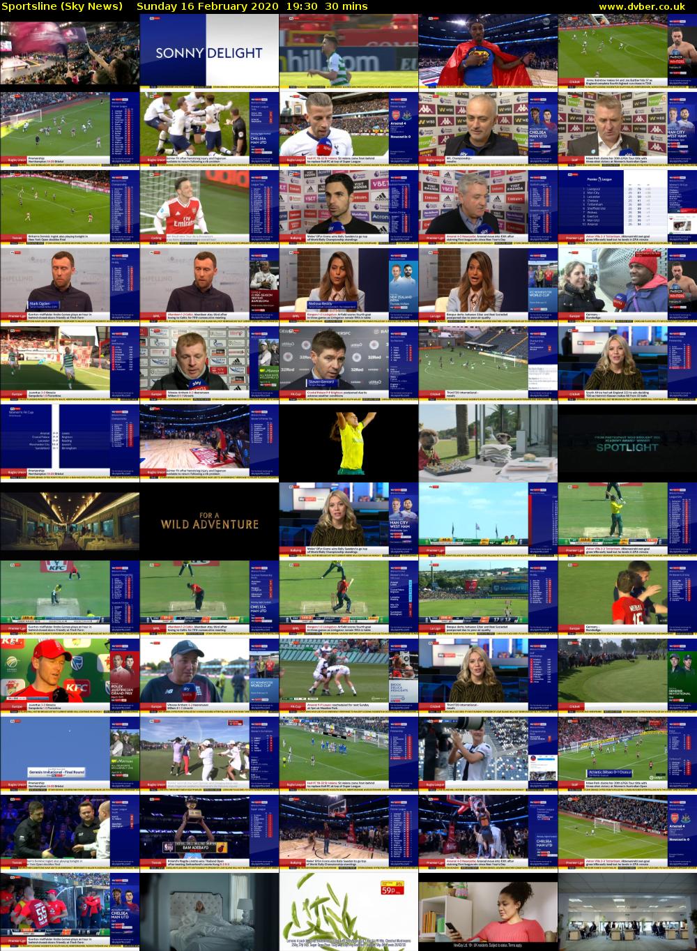 Sportsline (Sky News) Sunday 16 February 2020 19:30 - 20:00