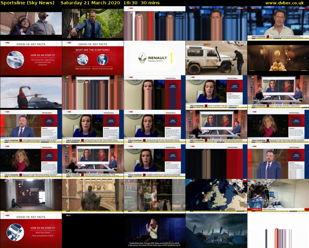 Sportsline (Sky News) Saturday 21 March 2020 18:30 - 19:00
