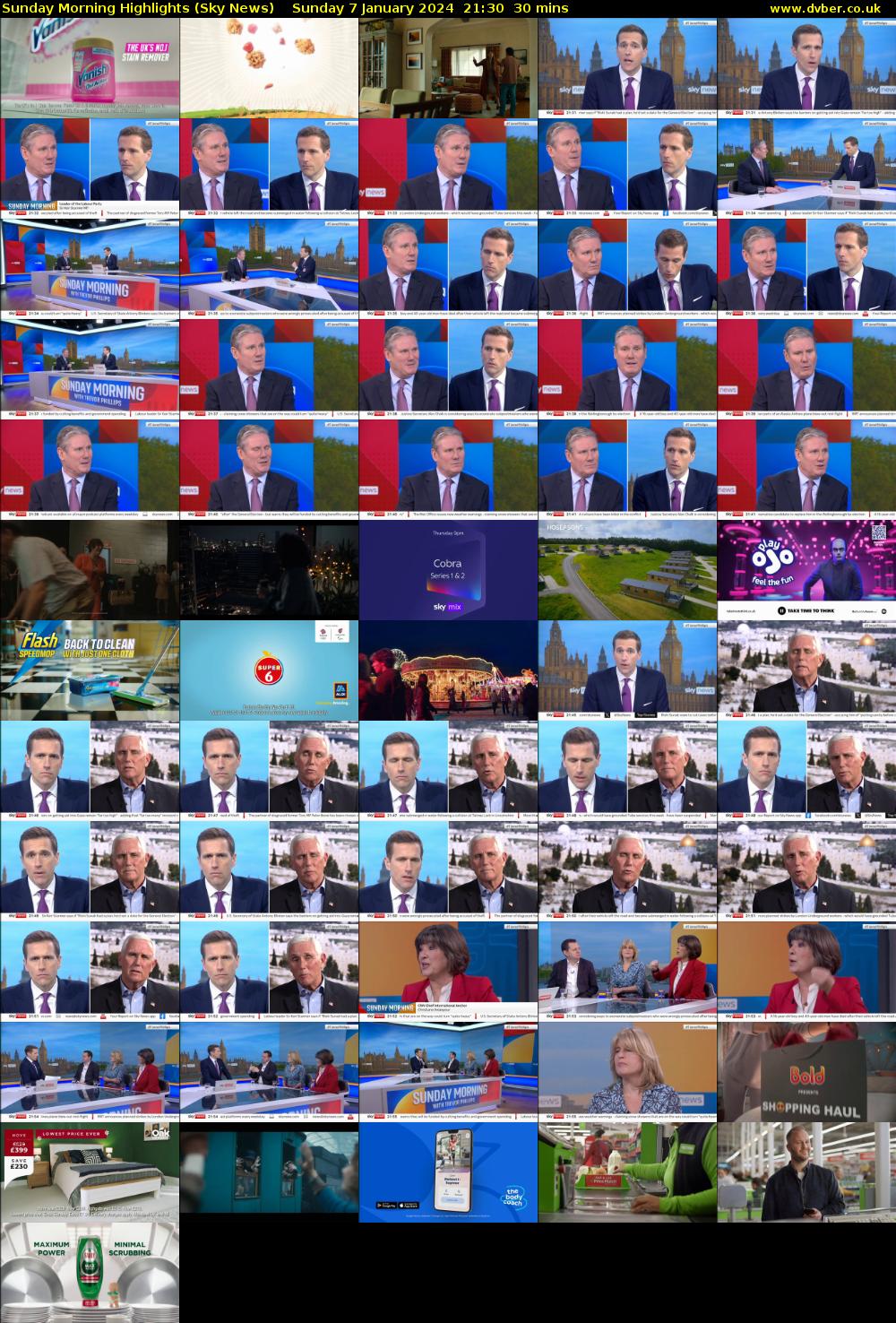 Sunday Morning Highlights (Sky News) Sunday 7 January 2024 21:30 - 22:00