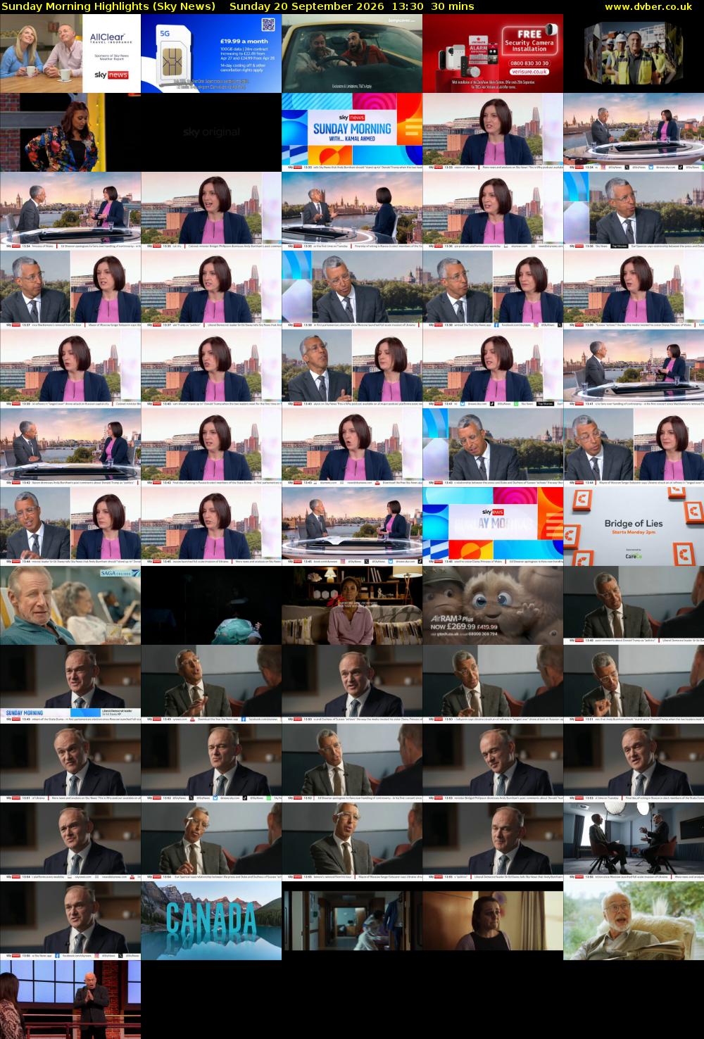 Sunday Morning Highlights (Sky News) Sunday 20 September 2026 13:30 - 14:00