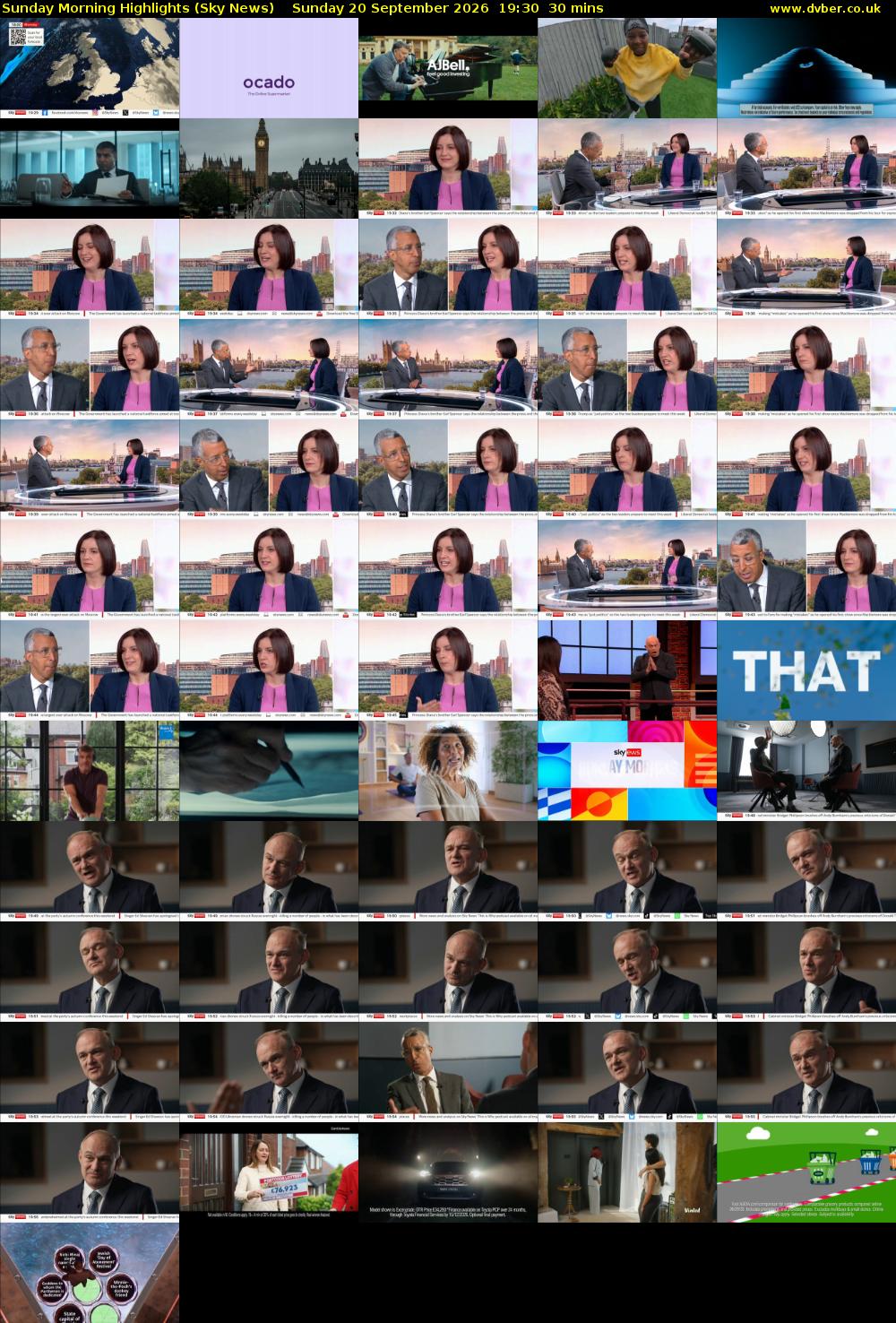Sunday Morning Highlights (Sky News) Sunday 20 September 2026 19:30 - 20:00