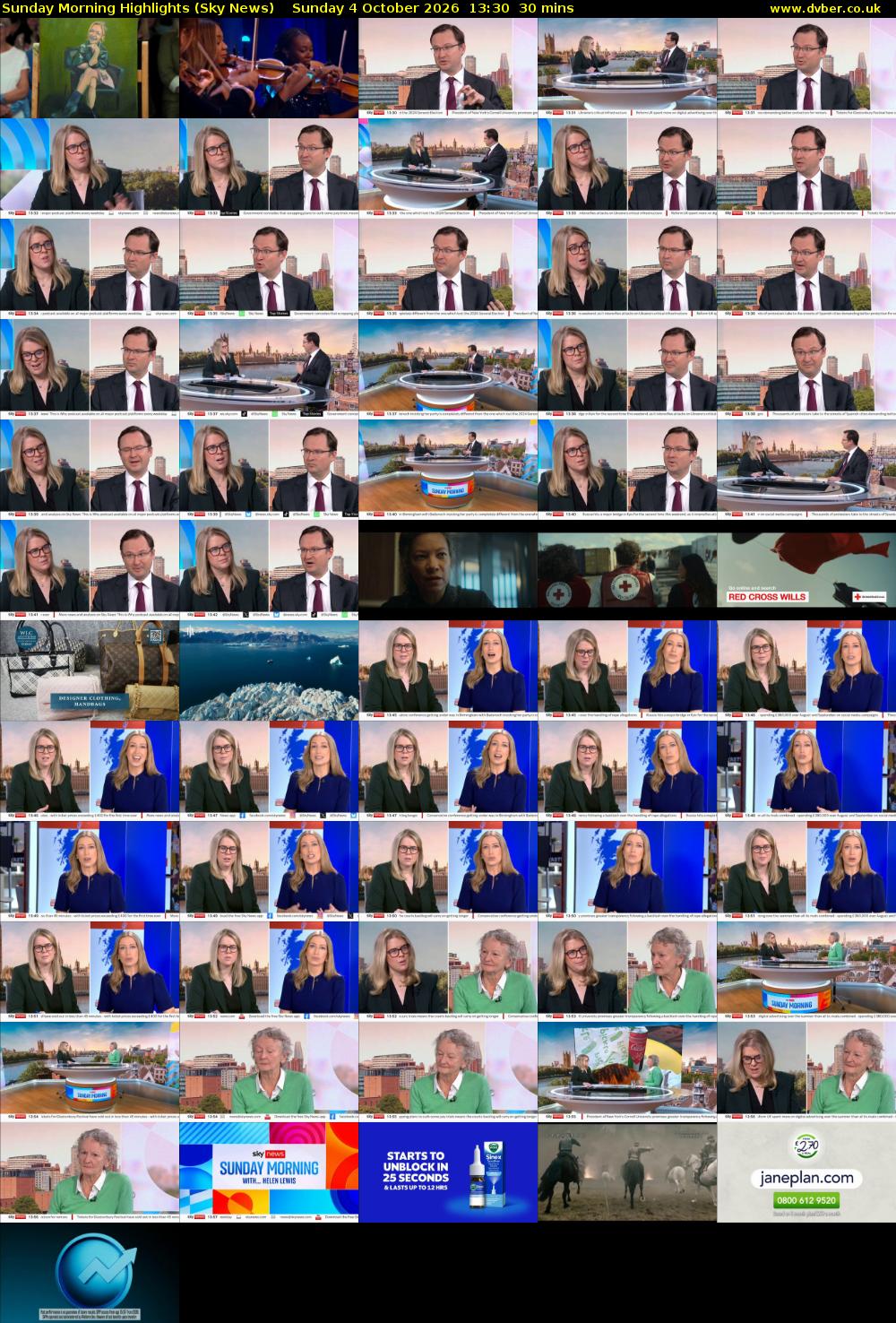 Sunday Morning Highlights (Sky News) Sunday 4 October 2026 13:30 - 14:00