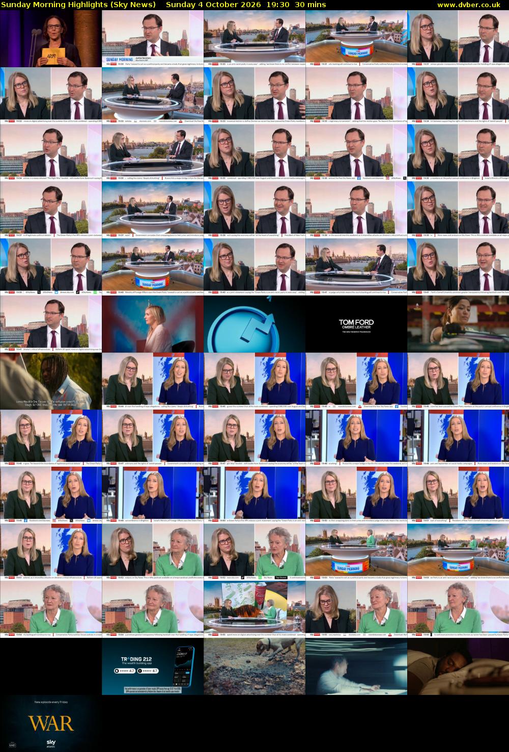 Sunday Morning Highlights (Sky News) Sunday 4 October 2026 19:30 - 20:00