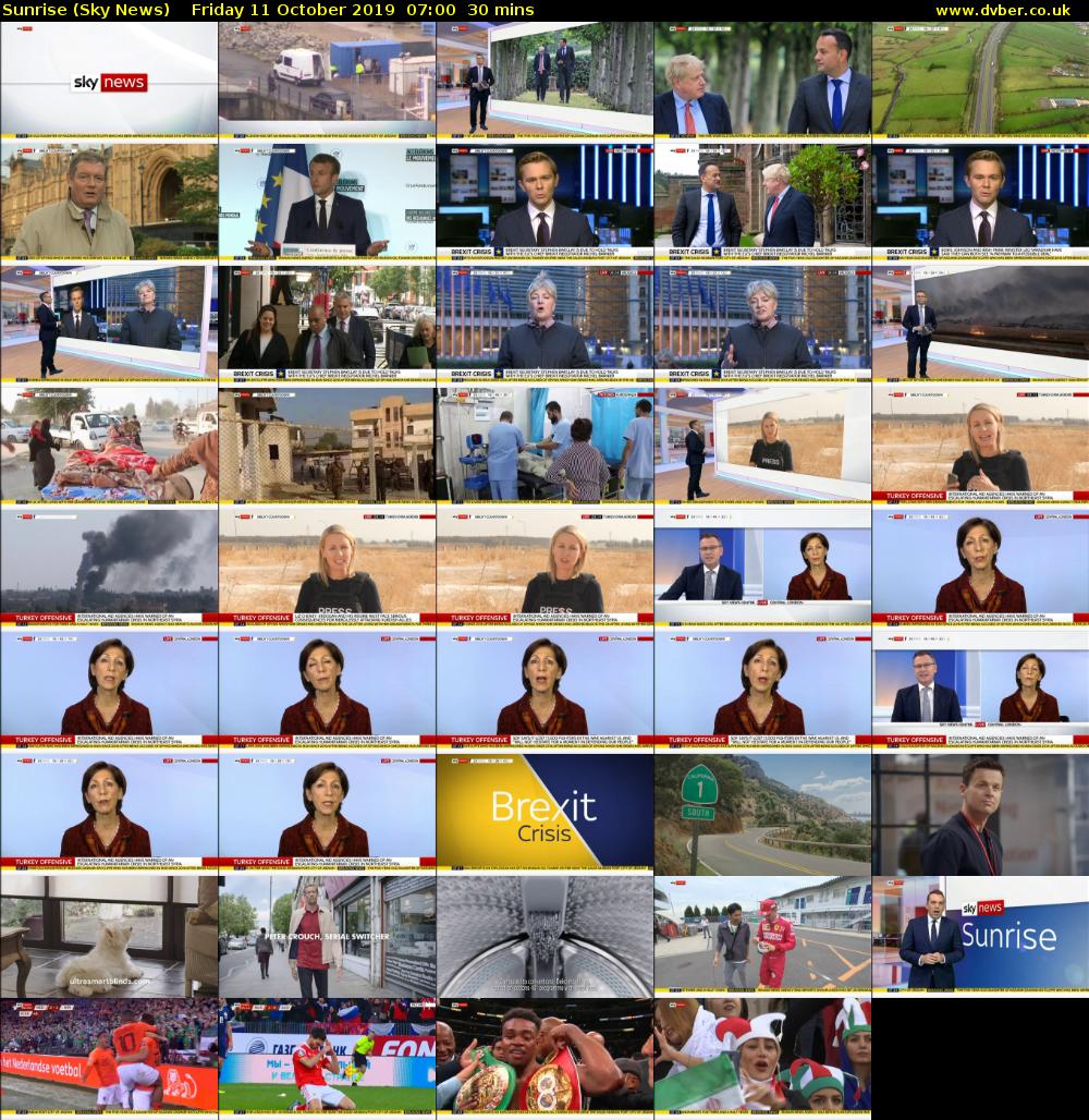 Sunrise (Sky News) Friday 11 October 2019 07:00 - 07:30