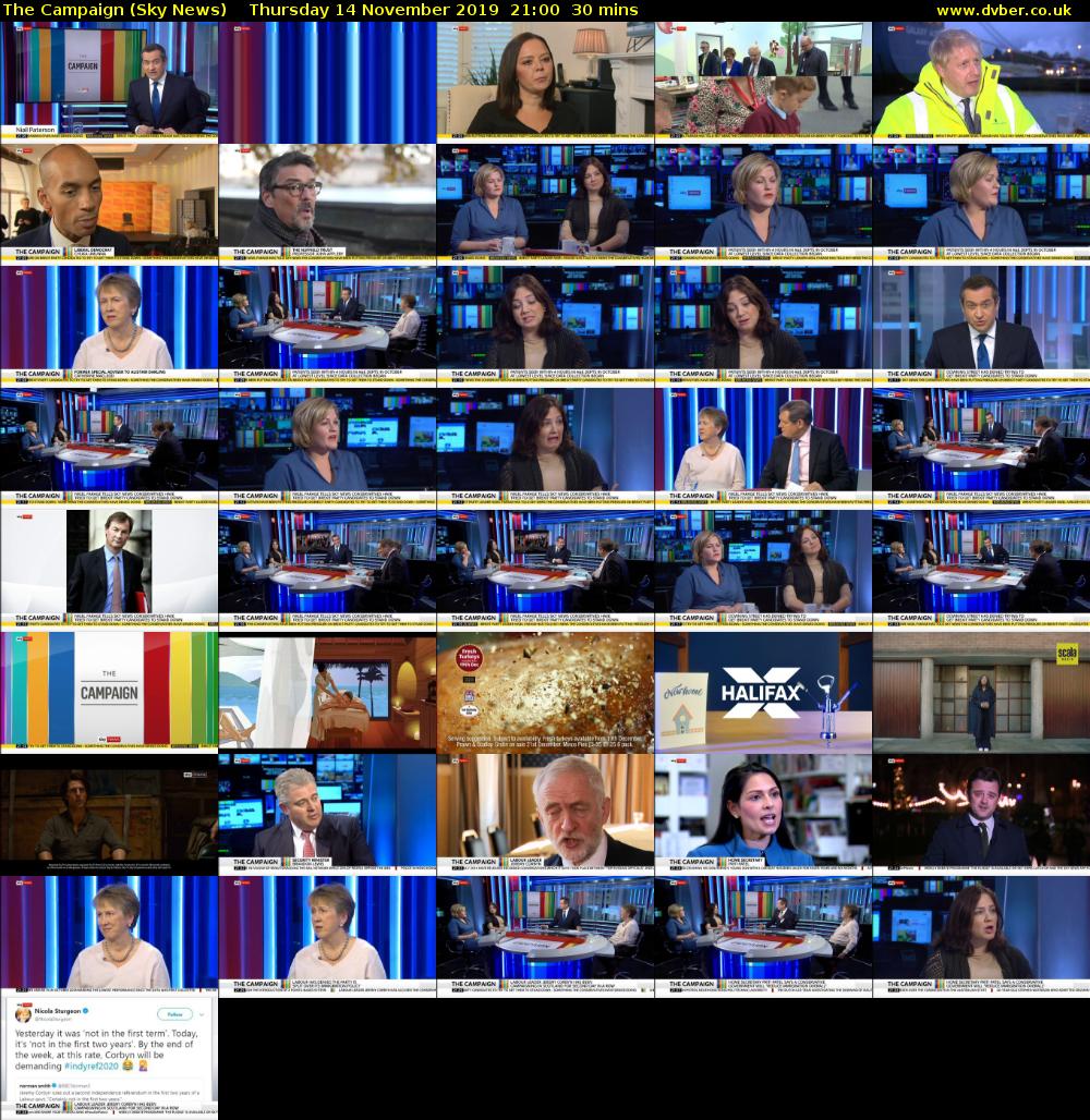 The Campaign (Sky News) Thursday 14 November 2019 21:00 - 21:30