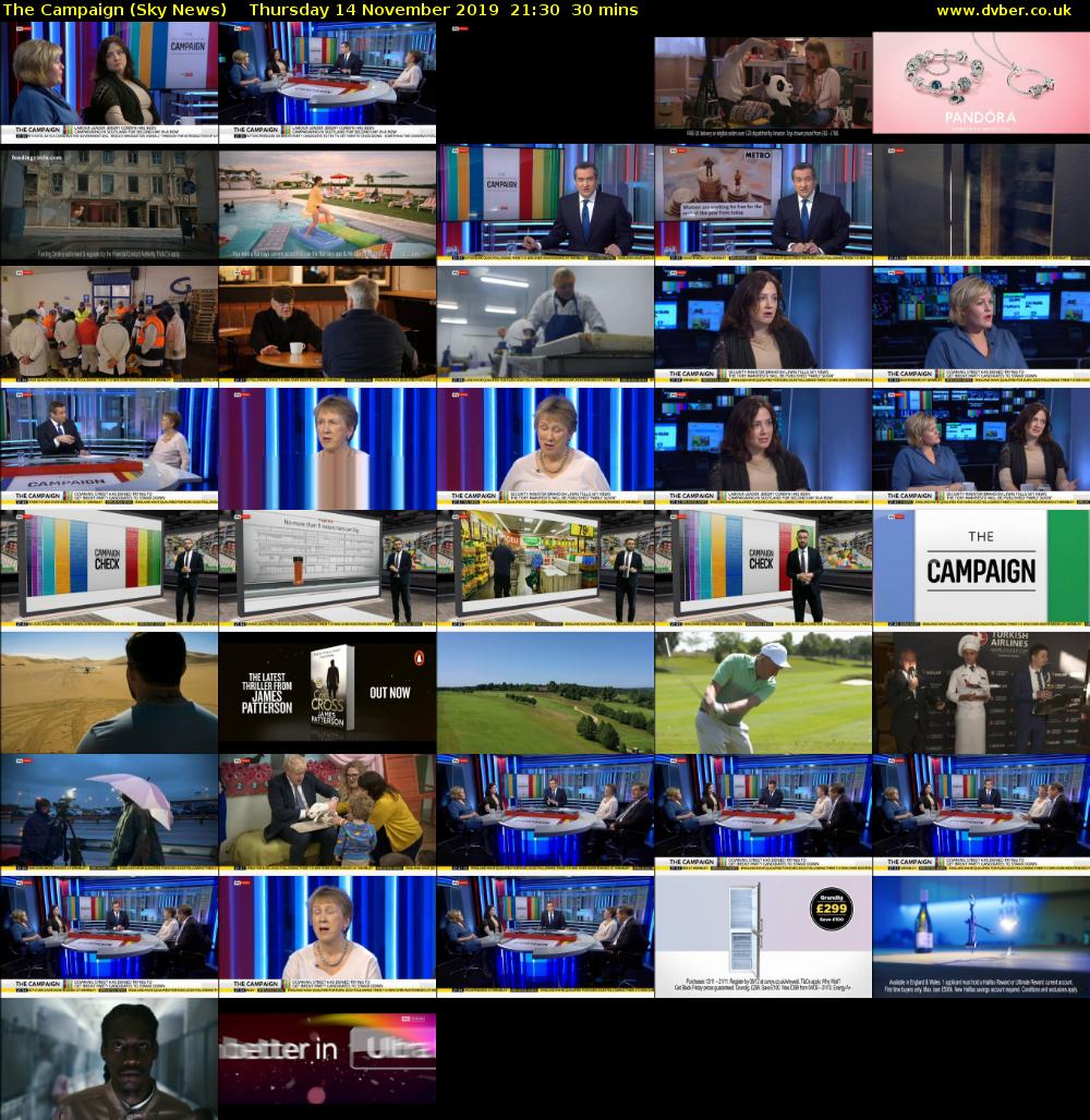 The Campaign (Sky News) Thursday 14 November 2019 21:30 - 22:00