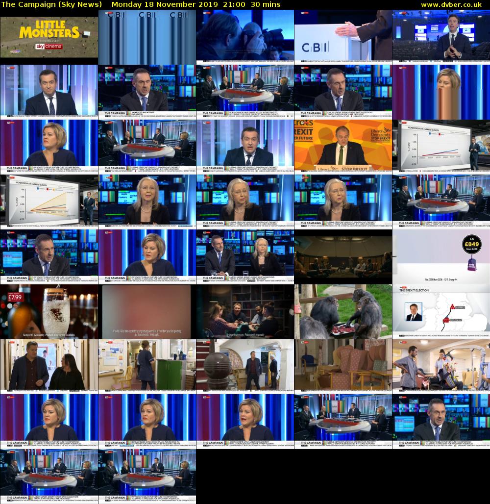 The Campaign (Sky News) Monday 18 November 2019 21:00 - 21:30