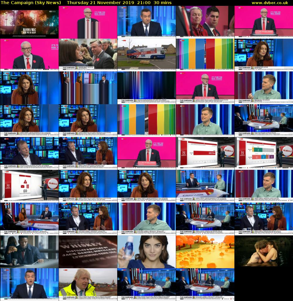 The Campaign (Sky News) Thursday 21 November 2019 21:00 - 21:30
