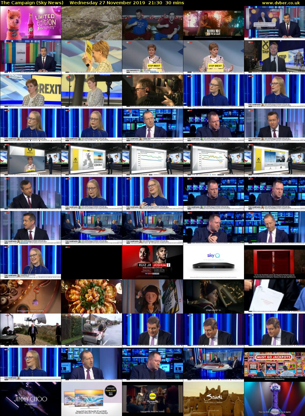 The Campaign (Sky News) Wednesday 27 November 2019 21:30 - 22:00