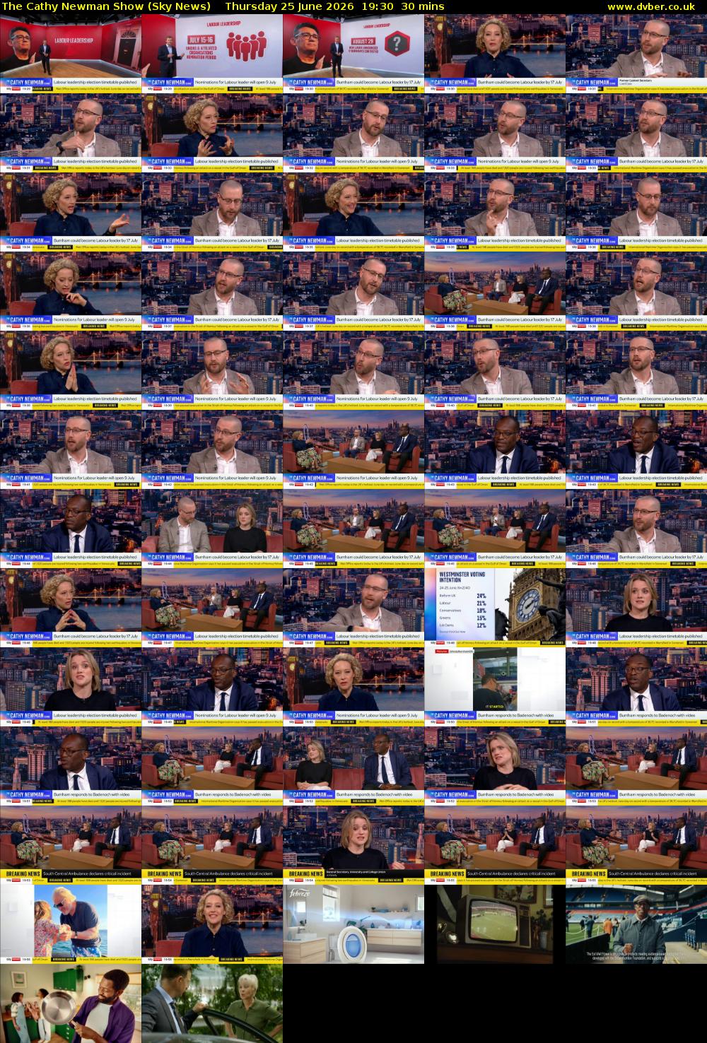 The Cathy Newman Show (Sky News) Thursday 25 June 2026 19:30 - 20:00