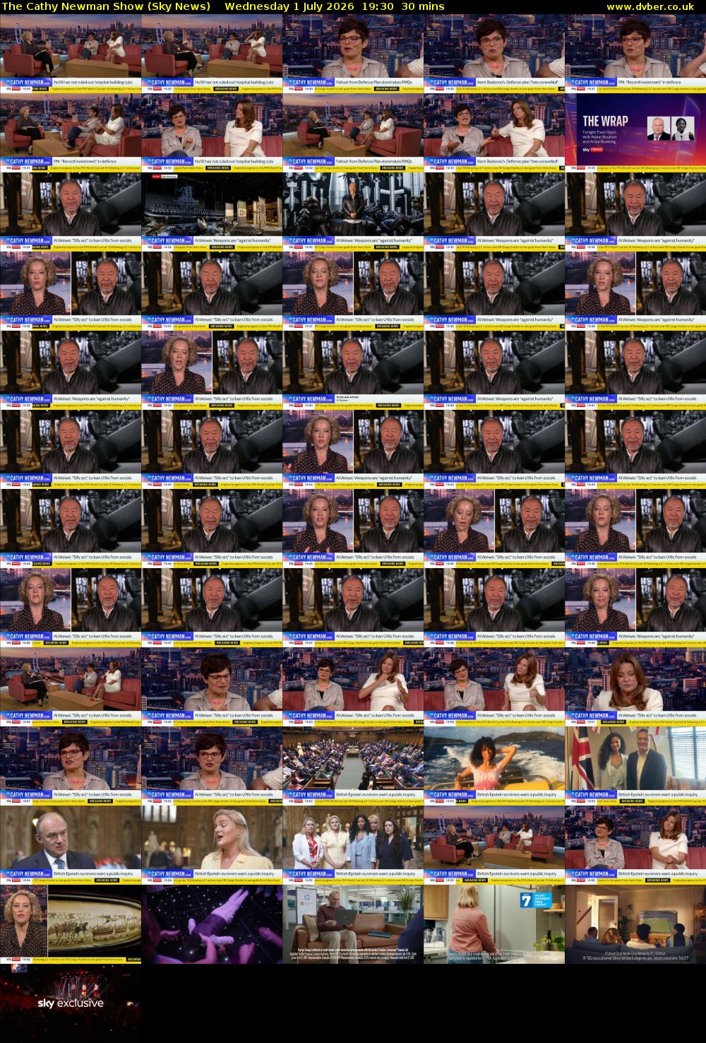 The Cathy Newman Show (Sky News) Wednesday 1 July 2026 19:30 - 20:00