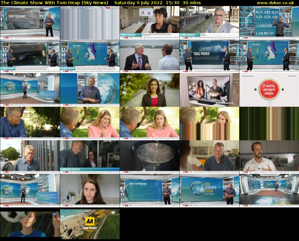 The Climate Show With Tom Heap (Sky News) Saturday 9 July 2022 15:30 - 16:00