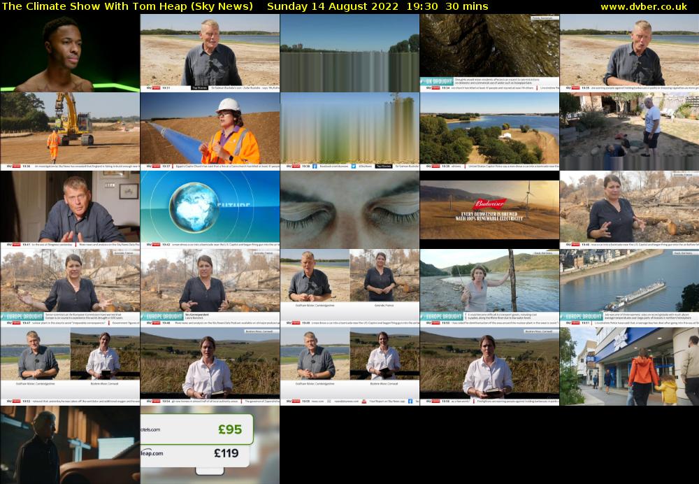 The Climate Show With Tom Heap (Sky News) Sunday 14 August 2022 19:30 - 20:00