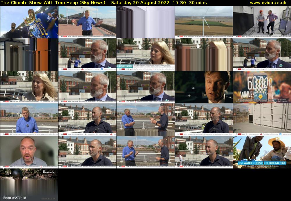 The Climate Show With Tom Heap (Sky News) Saturday 20 August 2022 15:30 - 16:00