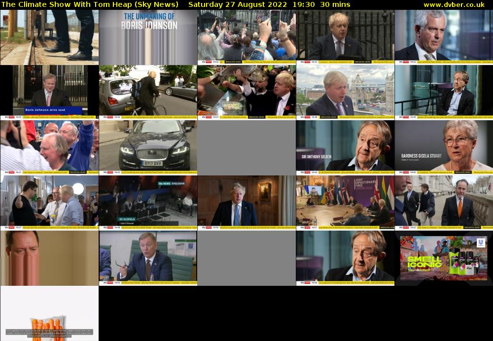 The Climate Show With Tom Heap (Sky News) Saturday 27 August 2022 19:30 - 20:00