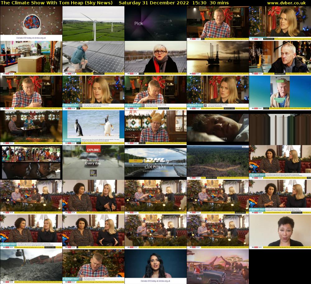The Climate Show With Tom Heap (Sky News) Saturday 31 December 2022 15:30 - 16:00