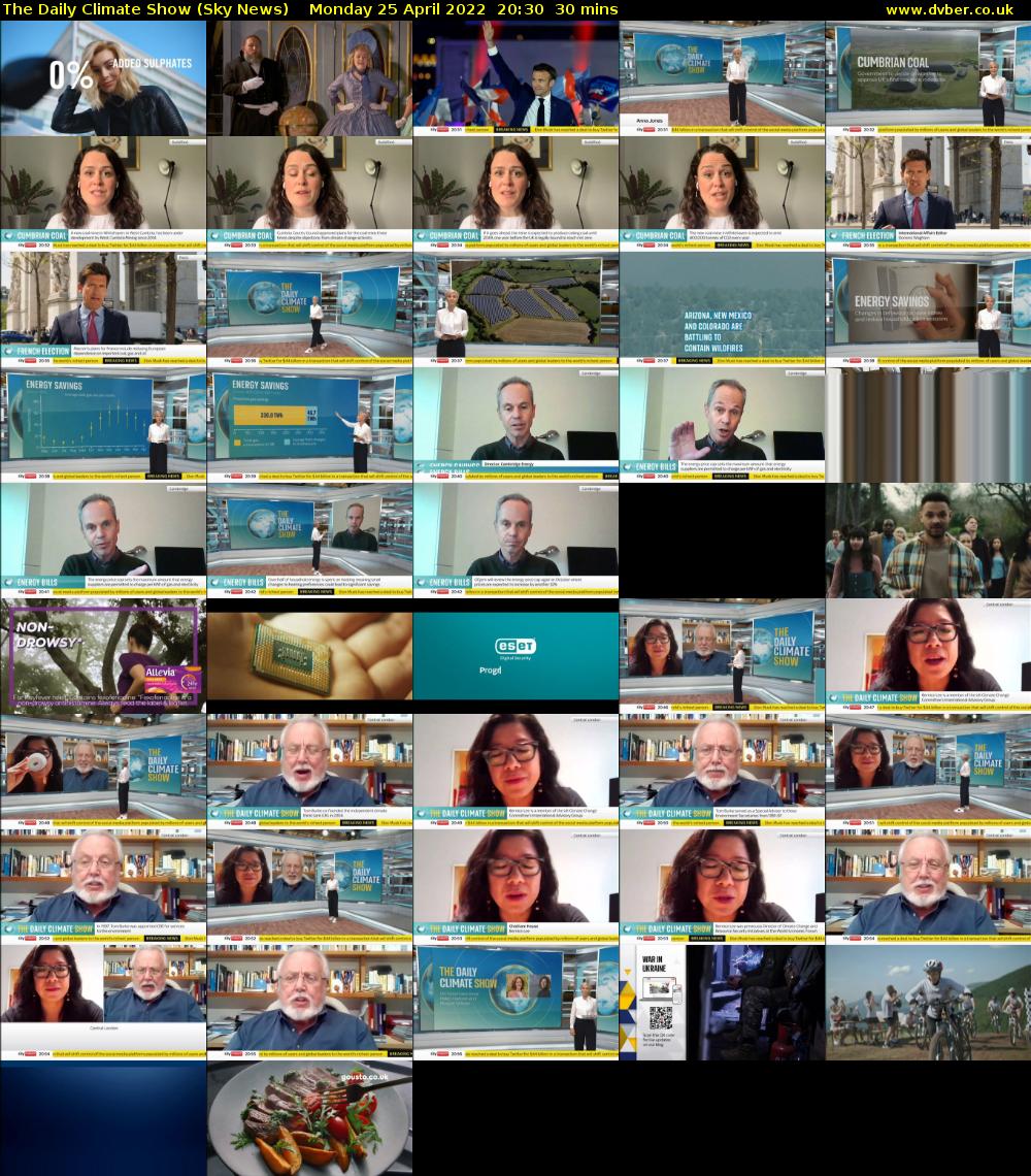 The Daily Climate Show (Sky News) Monday 25 April 2022 20:30 - 21:00