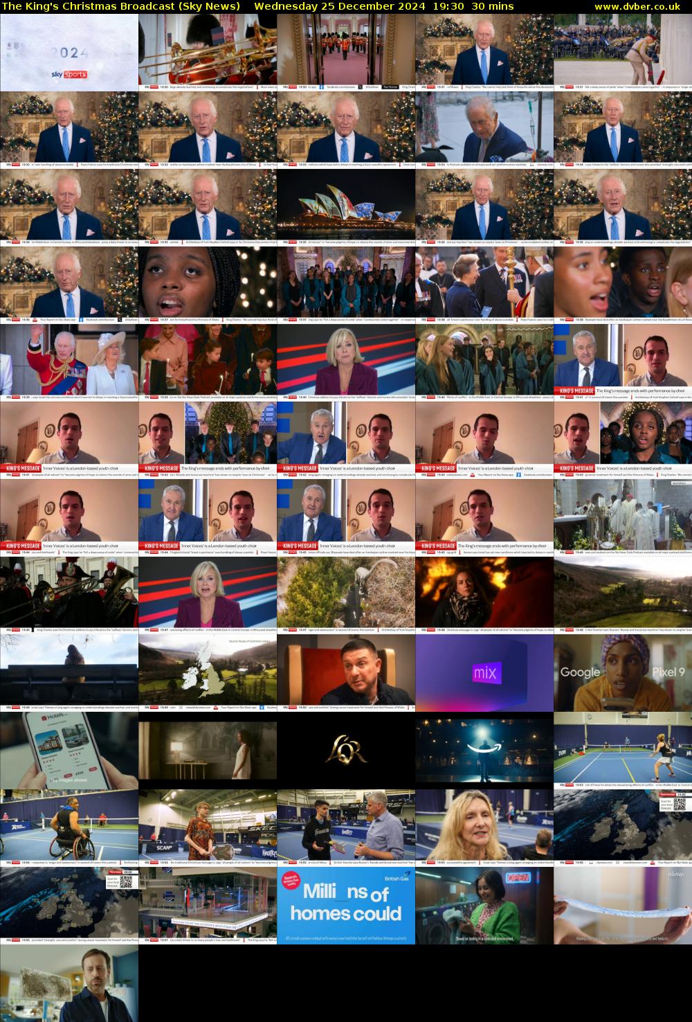 The King's Christmas Broadcast (Sky News) Wednesday 25 December 2024 19:30 - 20:00
