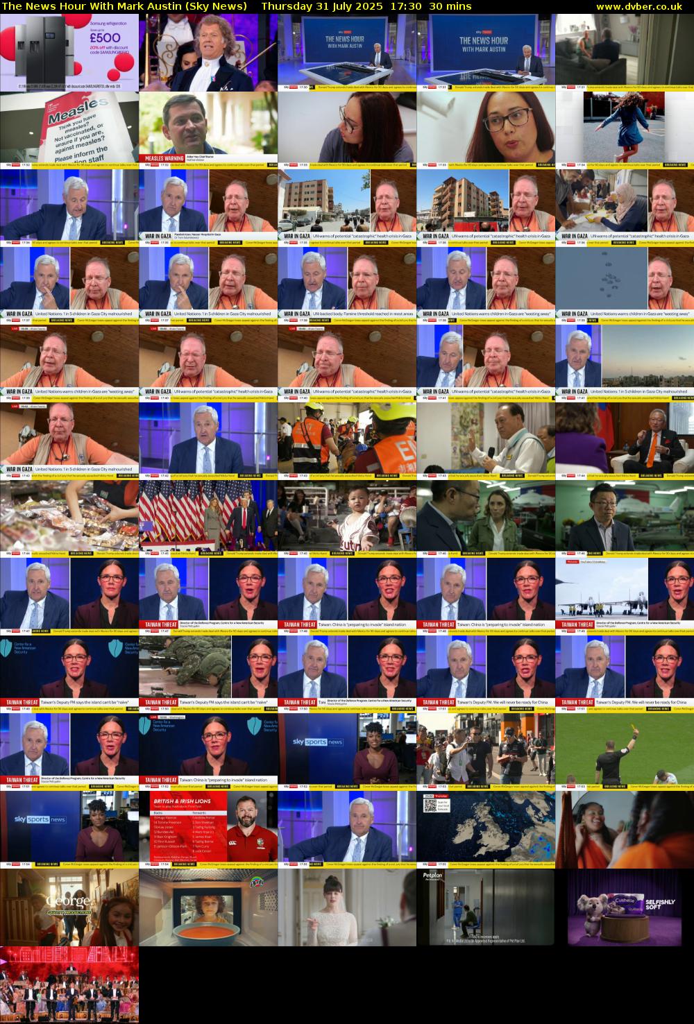 The News Hour With Mark Austin (Sky News) Thursday 31 July 2025 17:30 - 18:00