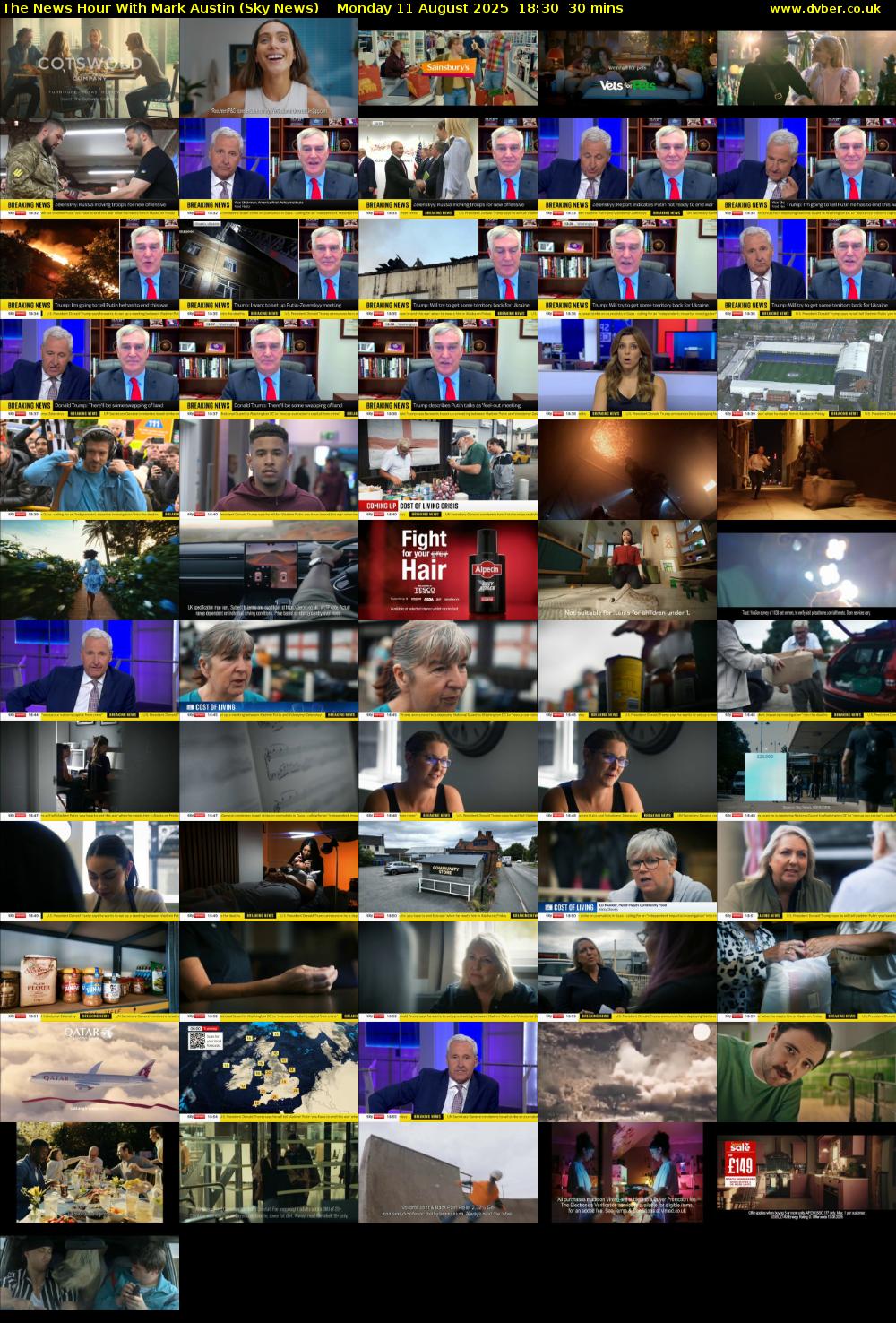 The News Hour With Mark Austin (Sky News) Monday 11 August 2025 18:30 - 19:00